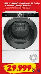 HOOVER H7D 6106MBC-S 1600 DEVİR 10 / 6 KG KURUTMALI ÇAMAŞIR MAKİNESİ fiyat ve kampanya bilgisi